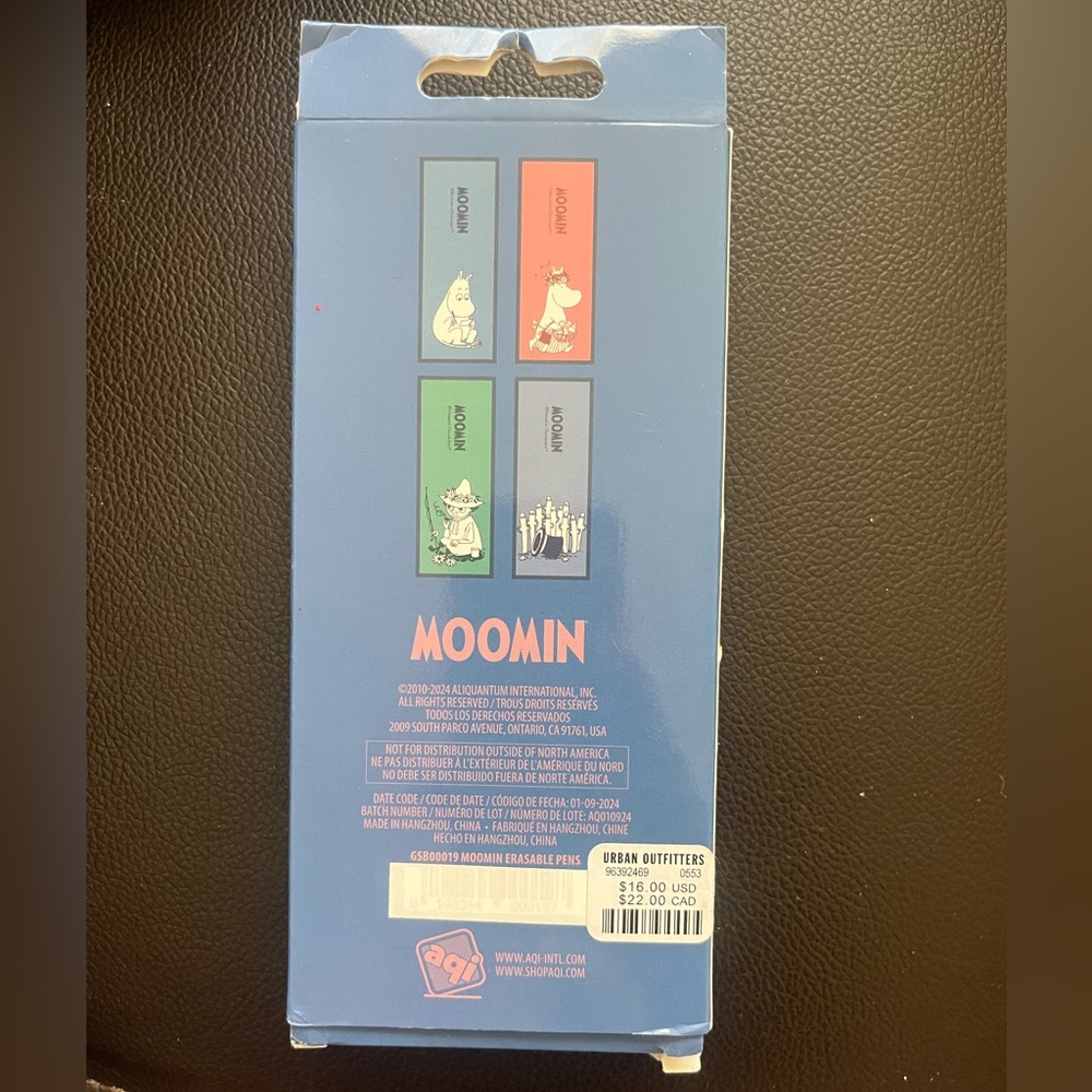 MOOMIN Erasable Pens Pink, Blue, Green & Purple 4 Pack Set NEW NWT NIB - Picture 3 of 4
